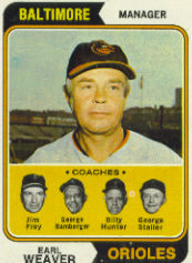 1974 Topps Baseball Cards      306     Earl Weaver MG